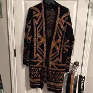 Tribal Patterned Open Cardigan